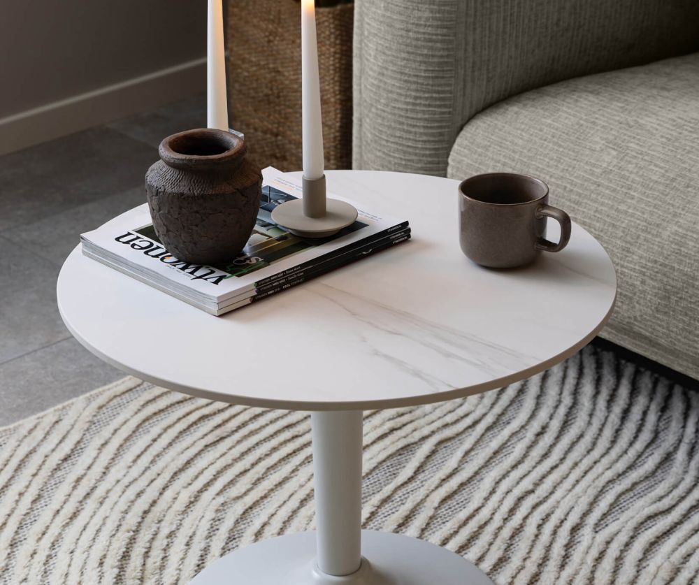 Malta White Ceramic Round Coffee Table 