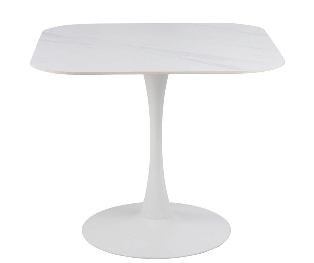 Malta White Ceramic Square Dining Table 