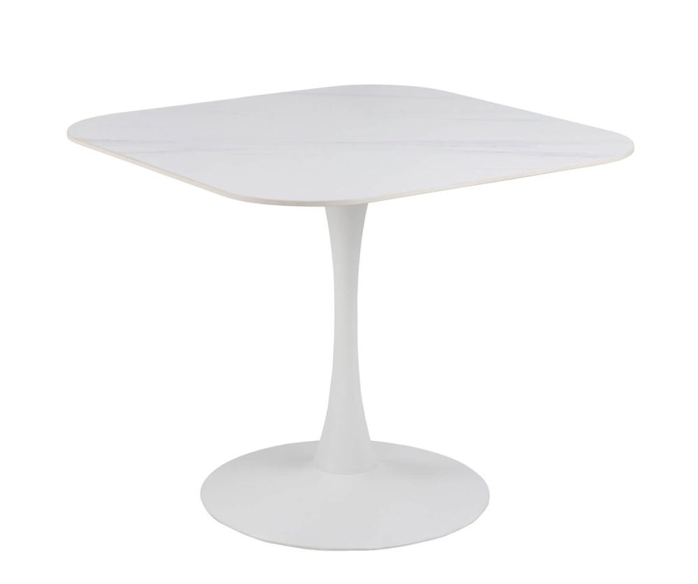 Malta White Ceramic Square Dining Table 