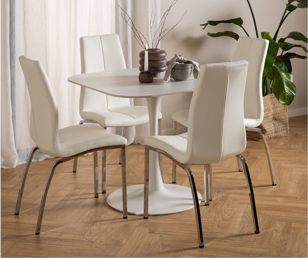 Malta White Ceramic Square Dining Table 