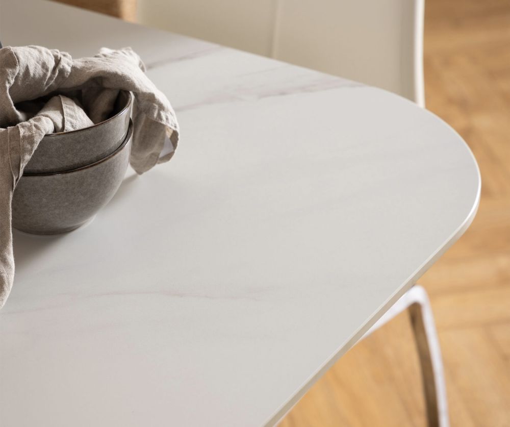 Malta White Ceramic Square Dining Table 
