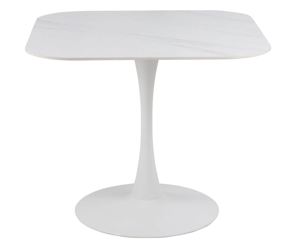 Malta White Ceramic Square Dining Table 