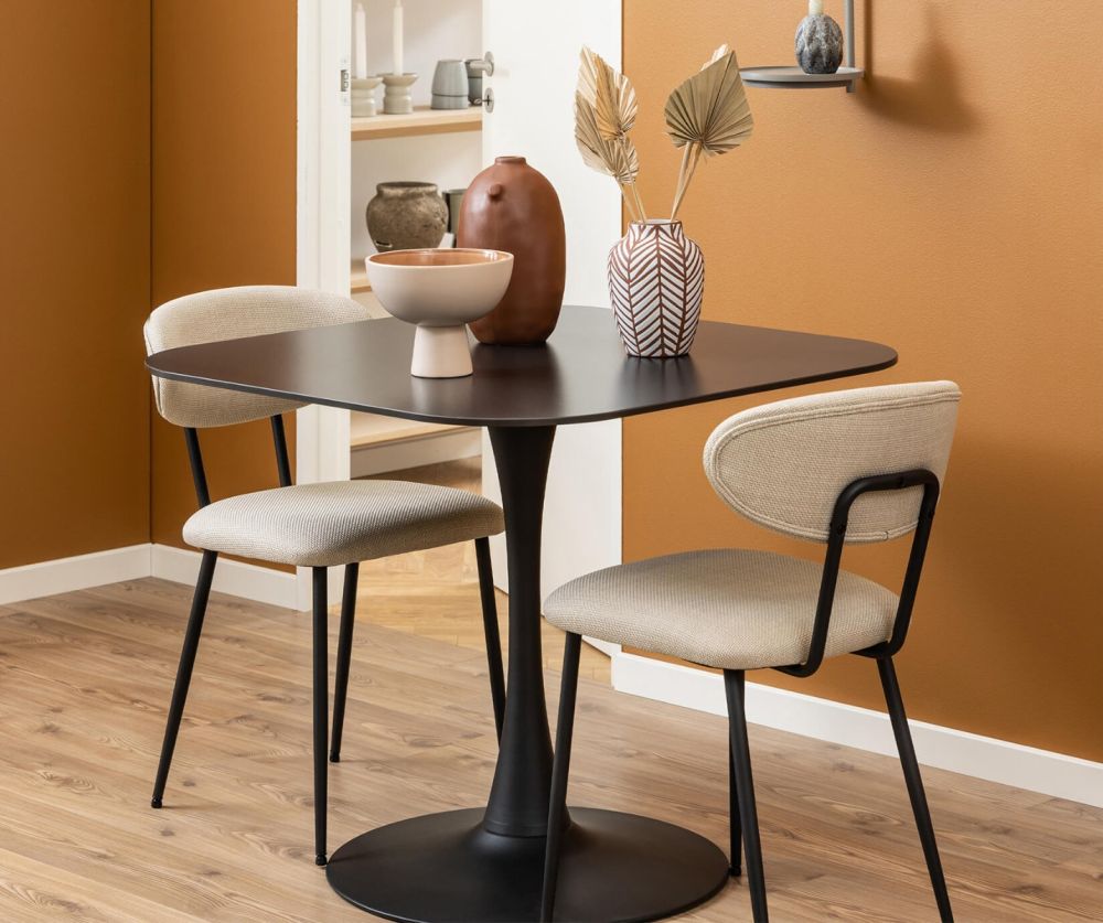 Malta Black Ceramic Square Dining Table 
