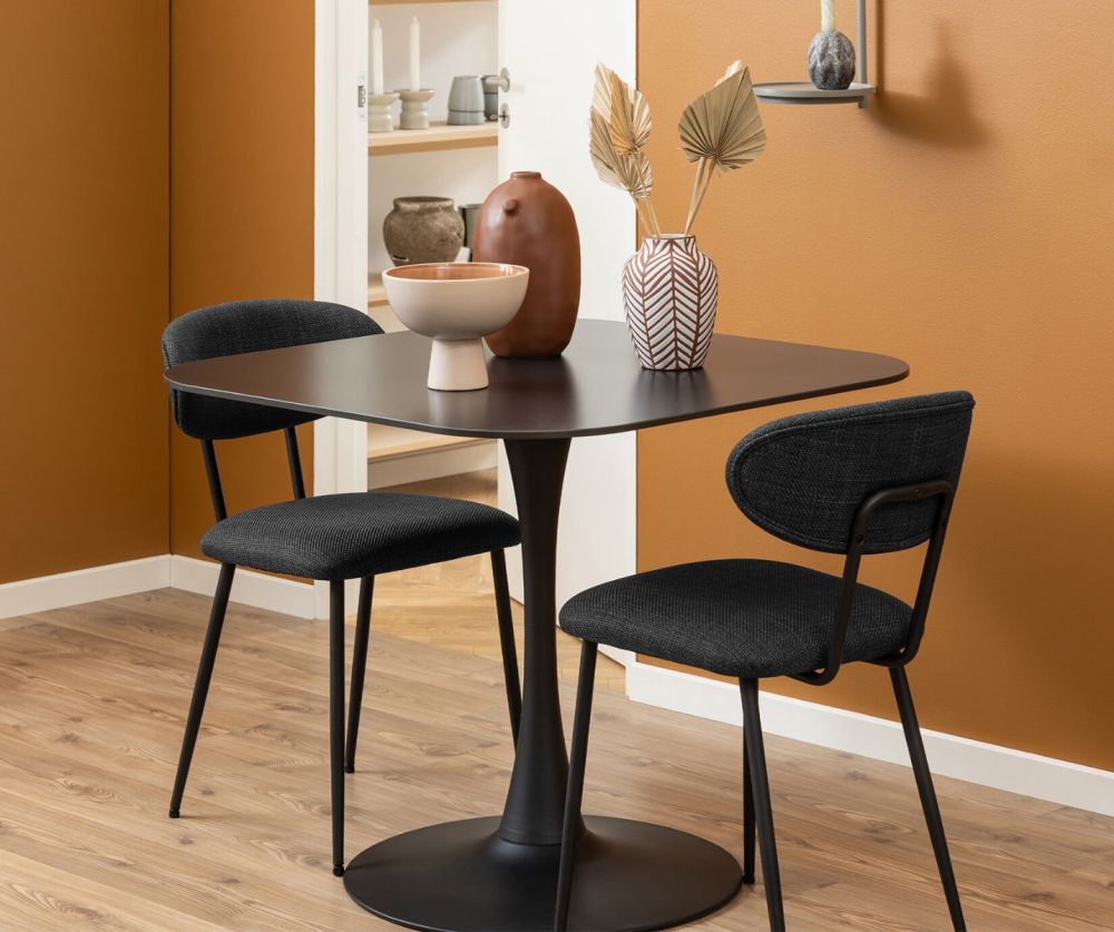 Malta Black Ceramic Square Dining Table 