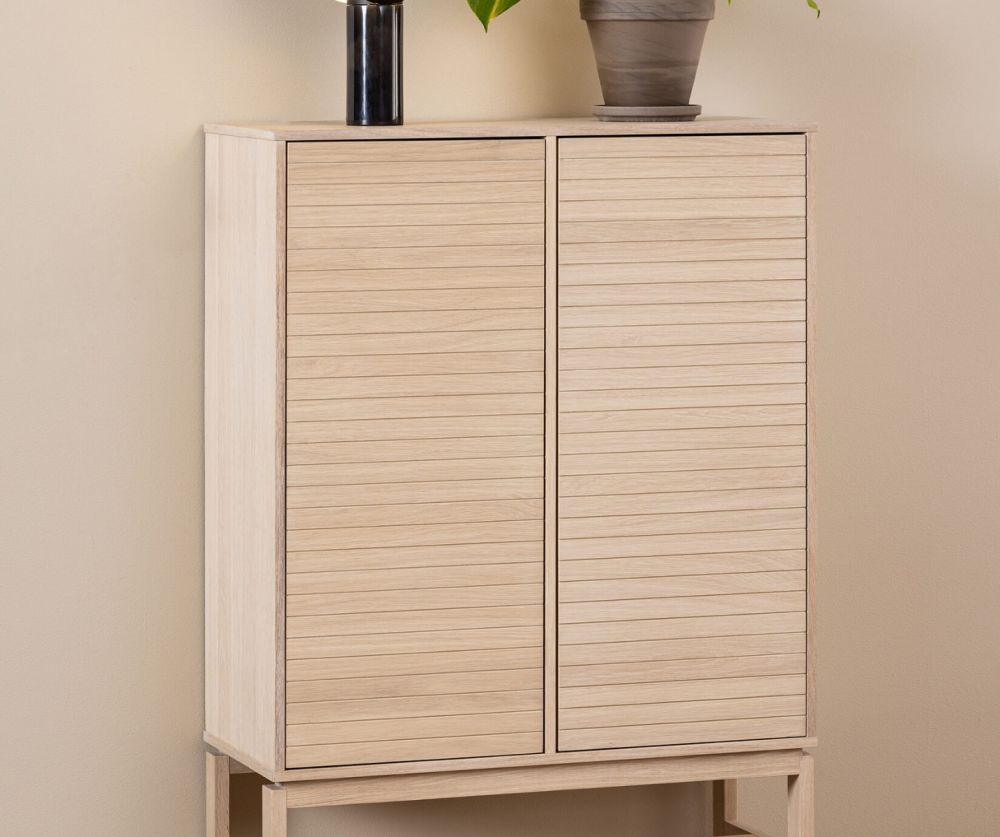 Linley White Oak 2 Doors and 4 Shelves Cabinet 