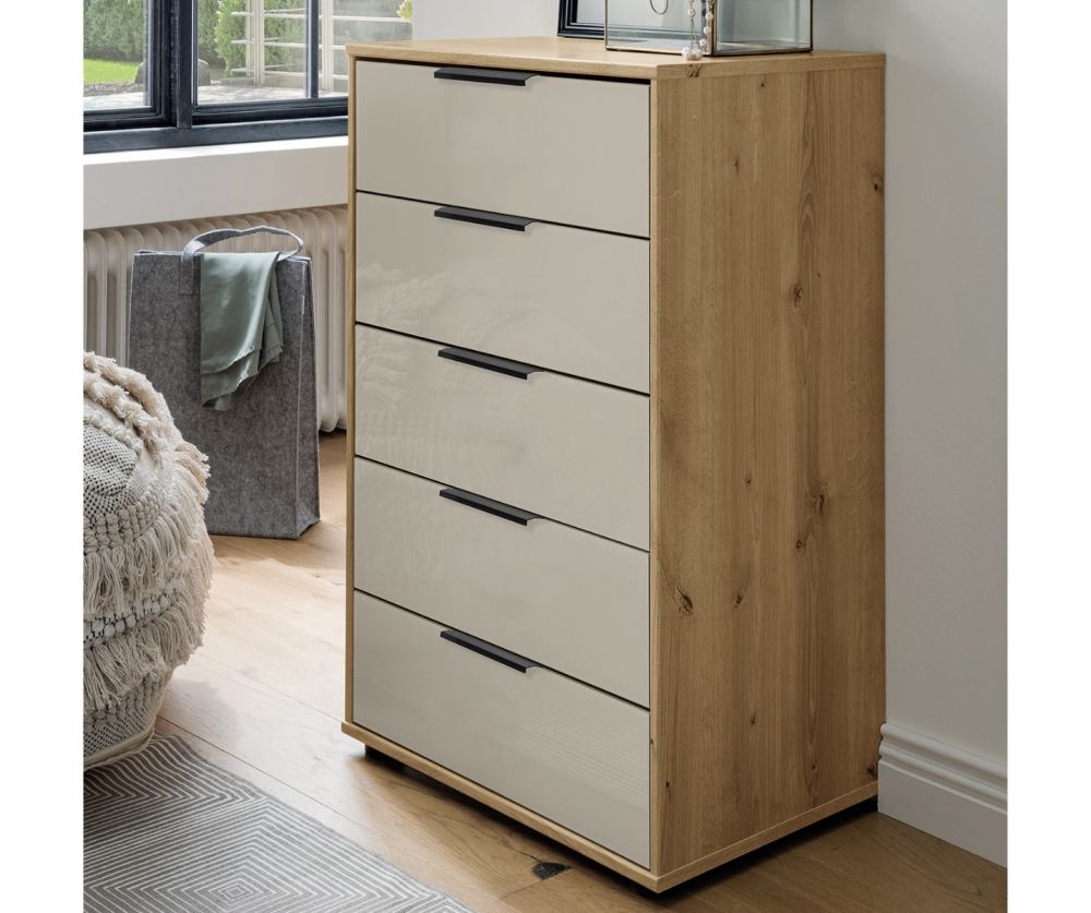 Wiemann Vip Monaco 4000 Glass Champagne 5 Drawer Chest