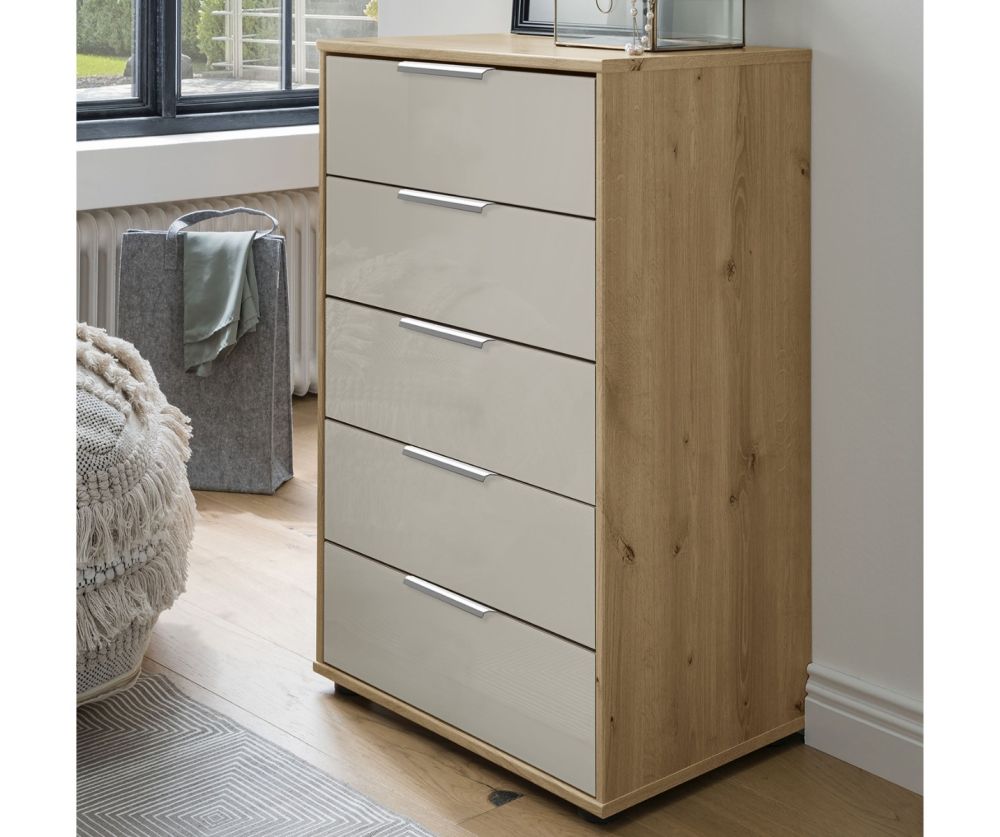 Wiemann Vip Monaco 4000 Glass Champagne 5 Drawer Chest