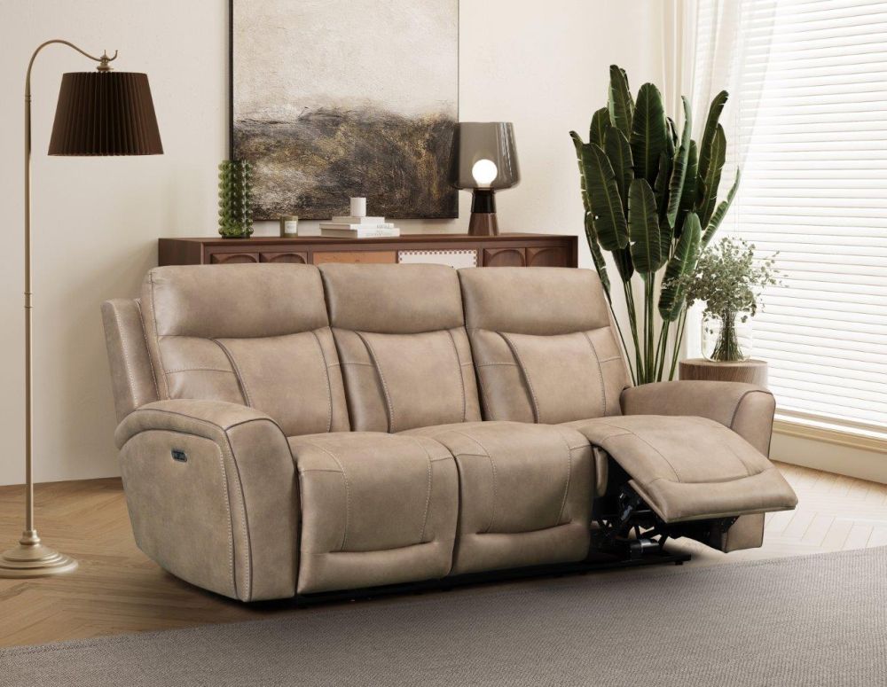 Nico Sand Fabric Power Recliner 3+1+1 Sofa Set