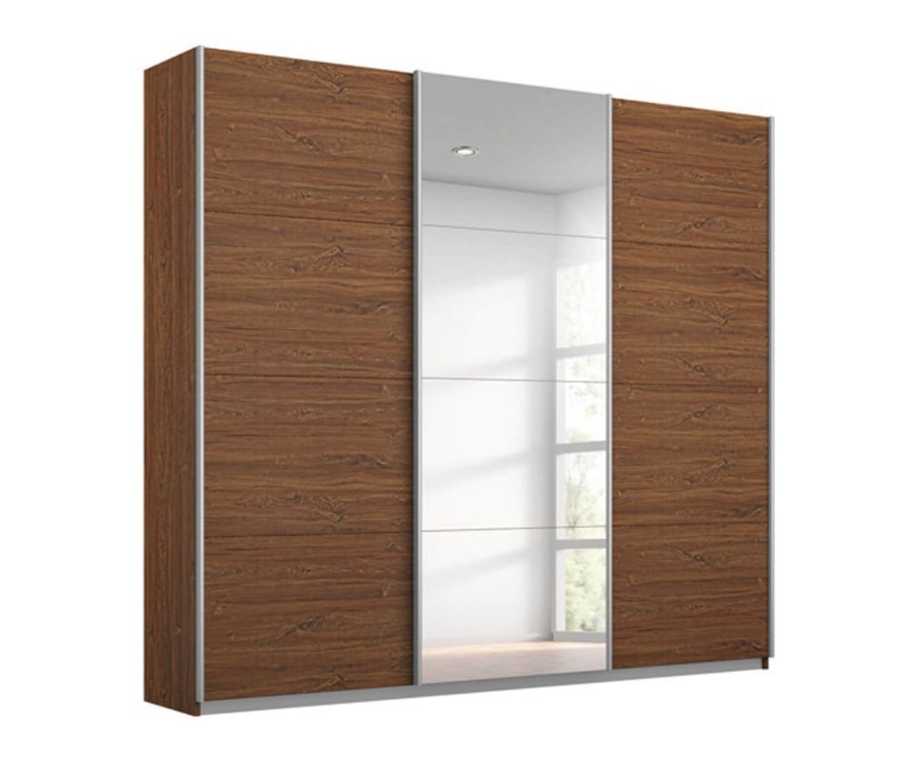 Rauch Kulmbach 3 Sliding Door 1 Mirror Wardrobe with Chrome Colour Handle Strips(W203cm)