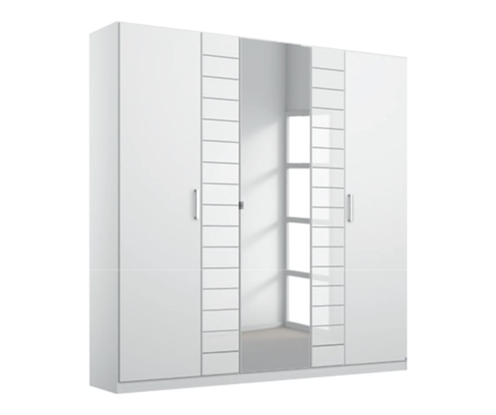Rauch Terano Alpine White with White Glass Overlay 6 Door 2 Drawer and 2 Mirror Wardrobe (W271cm)