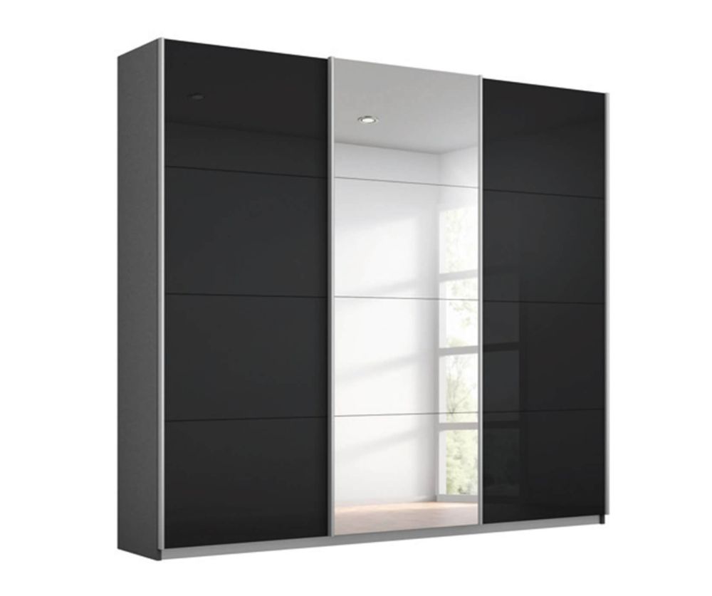 Rauch Kulmbach 3 Sliding Door 1 Mirror Wardrobe with Aluminum Colour Handle Strips(W271cm)