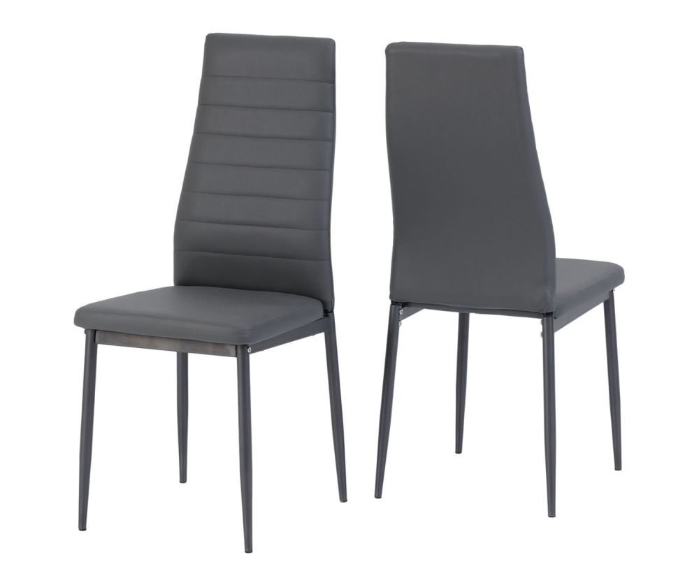 Seconique Furniture Abbey Clear Glass And Grey Faux Leather  Dining Set