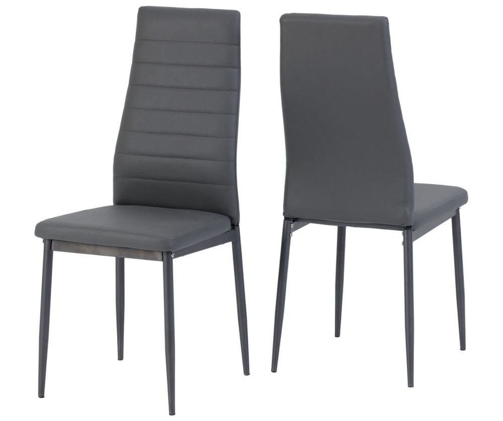 Seconique Furniture Abbey Grey Faux Leather Dining Chair in Pair