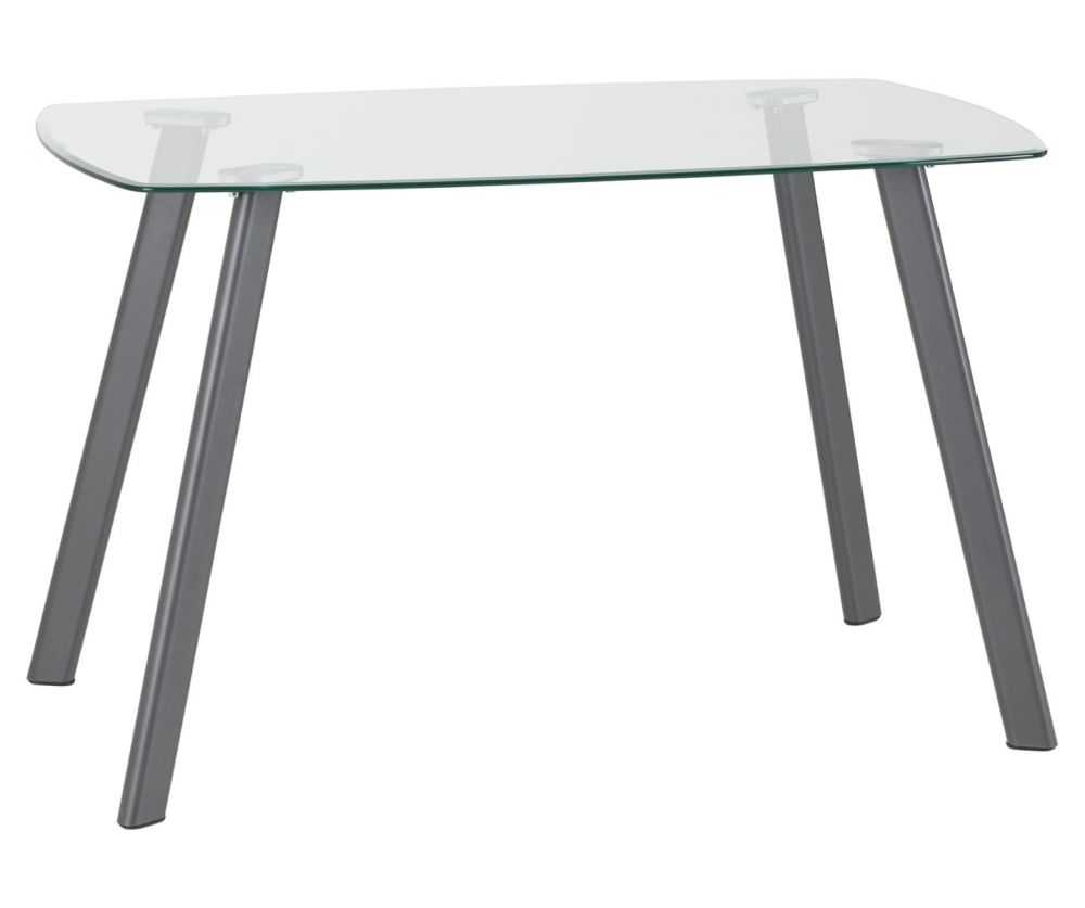 Seconique Furniture Abbey Clear Glass And Grey Faux Leather  Dining Set