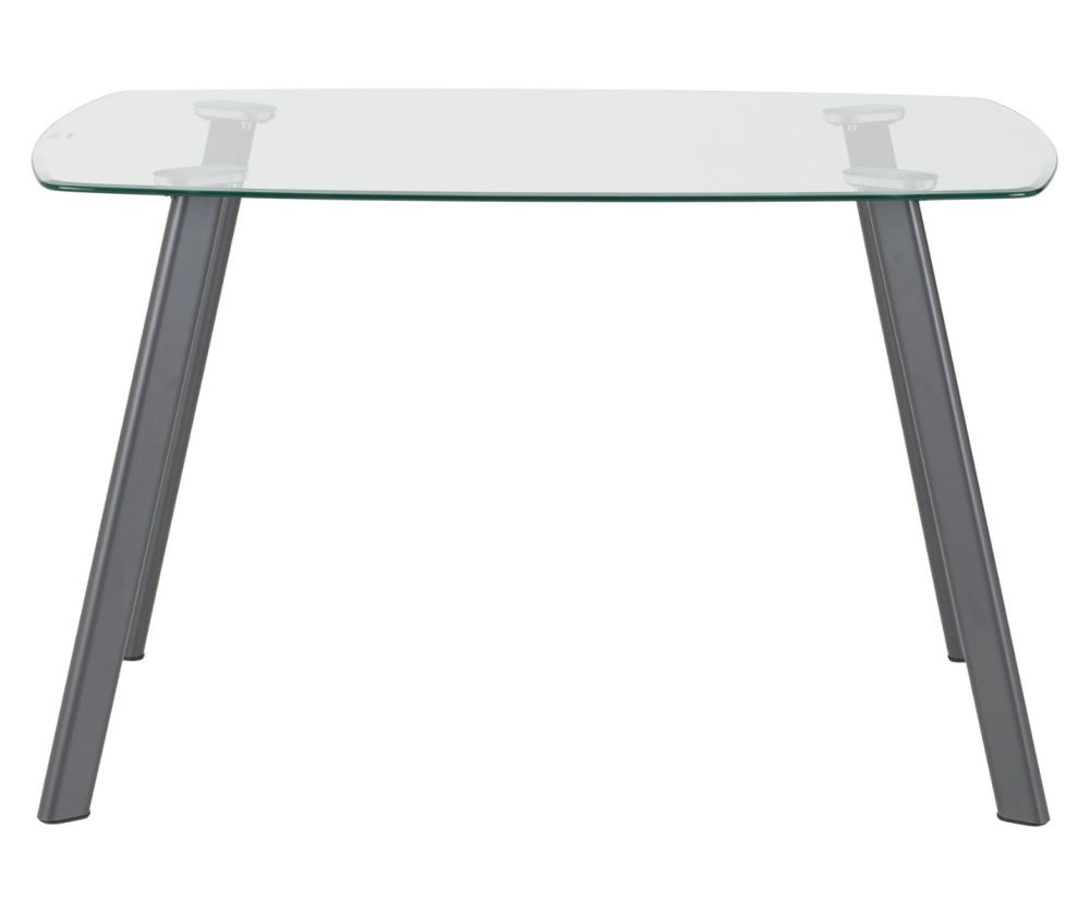 Seconique Furniture Abbey Clear Glass And Grey Faux Leather  Dining Set