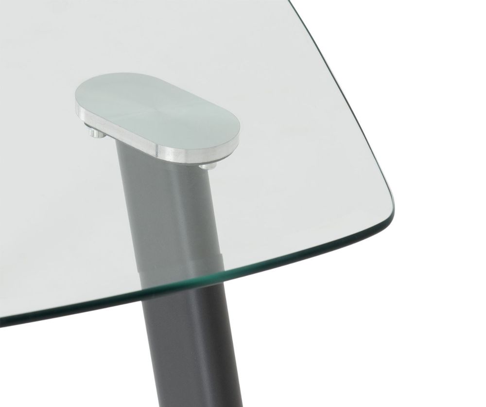 Seconique Furniture Abbey Clear Glass And Grey Faux Leather  Dining Set