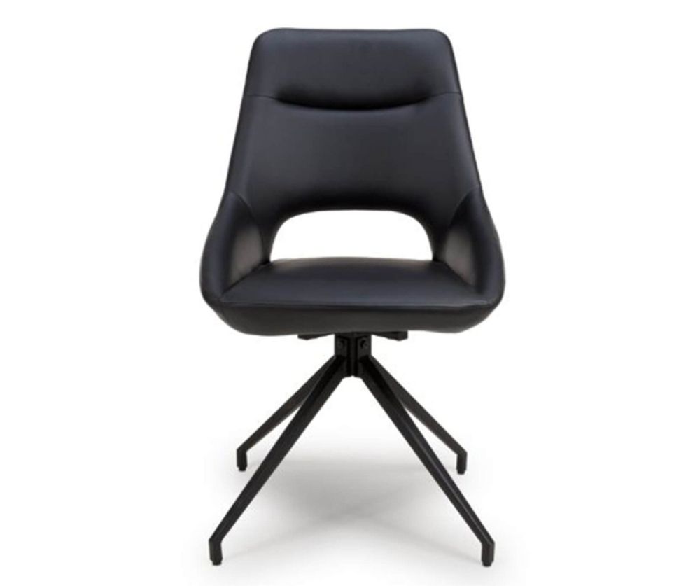 Furniture Link Madrid Oak 180cm Rectangular Dining Table with 6 Ace Black Swivel Dining Chair  