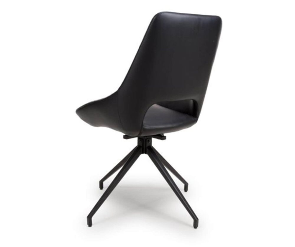 Furniture Link Ace Black Swivel Dining Chair in Pair