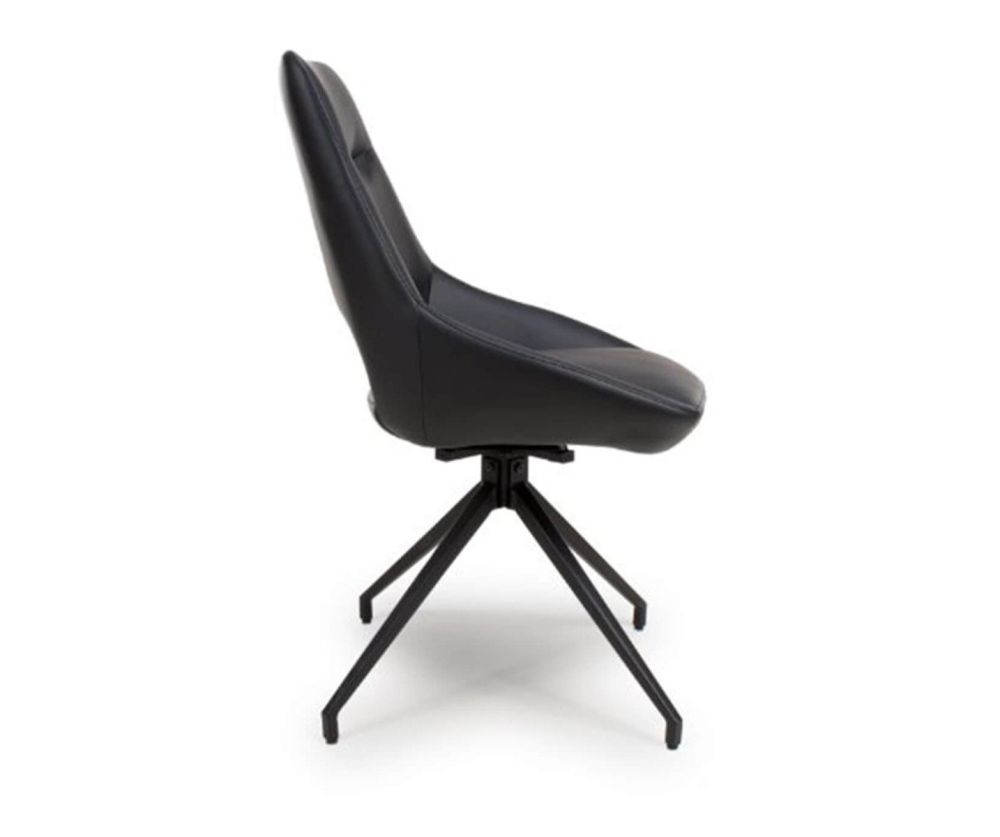 Furniture Link Ace Black Swivel Dining Chair in Pair