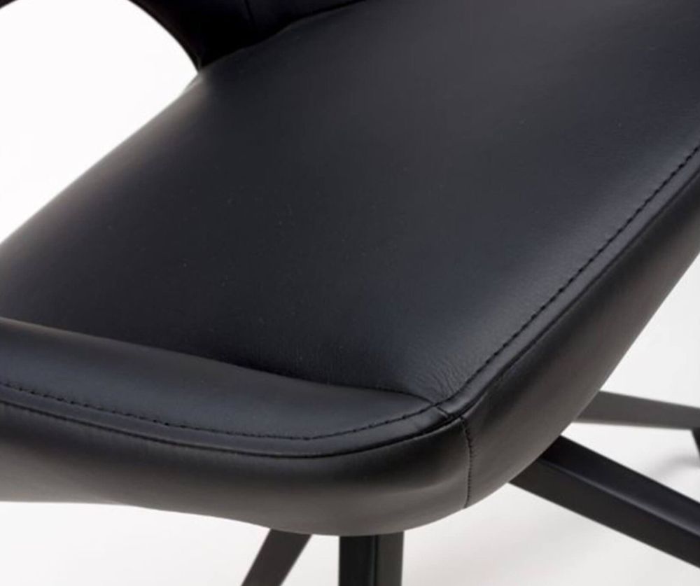 Furniture Link Amalfi Black Marble 140cm Dining Table with 6 Ace Black Swivel Dining Chair