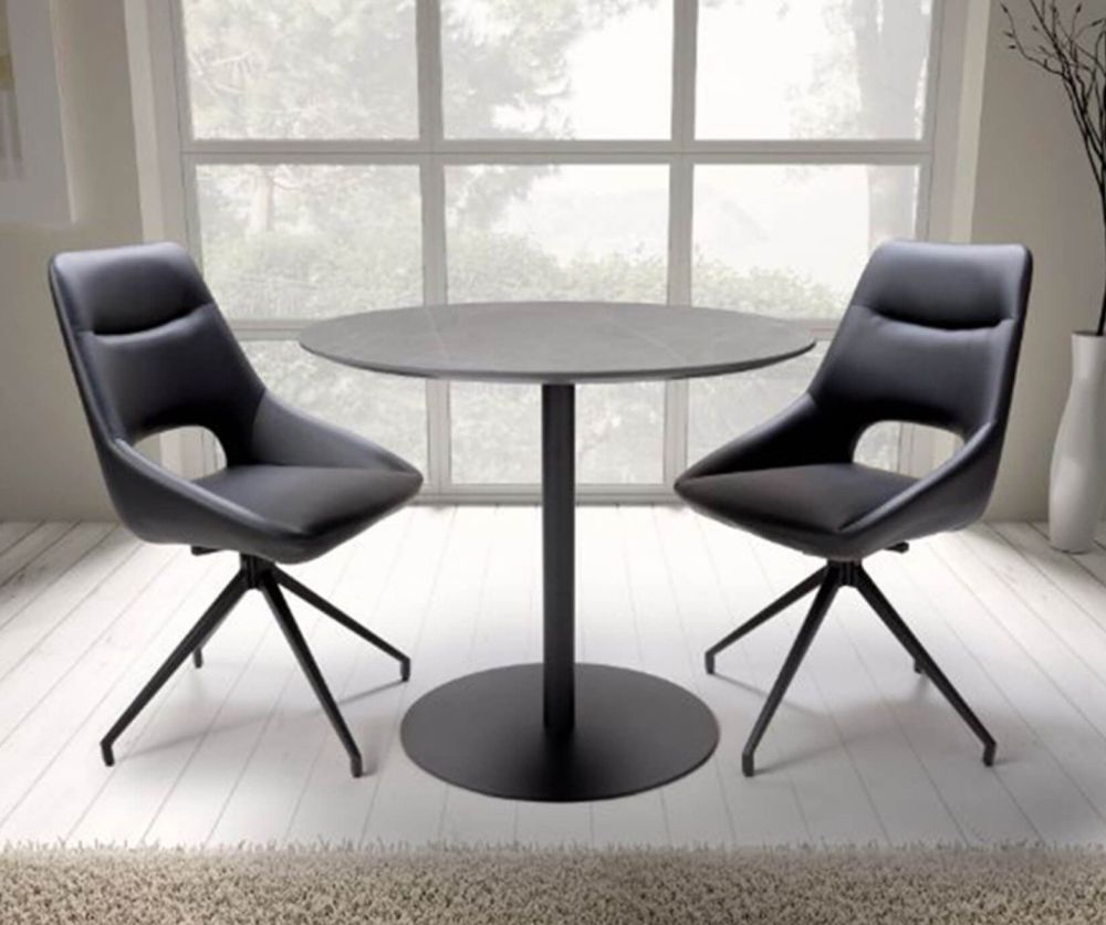 Furniture Link Ace Black Swivel Dining Chair in Pair