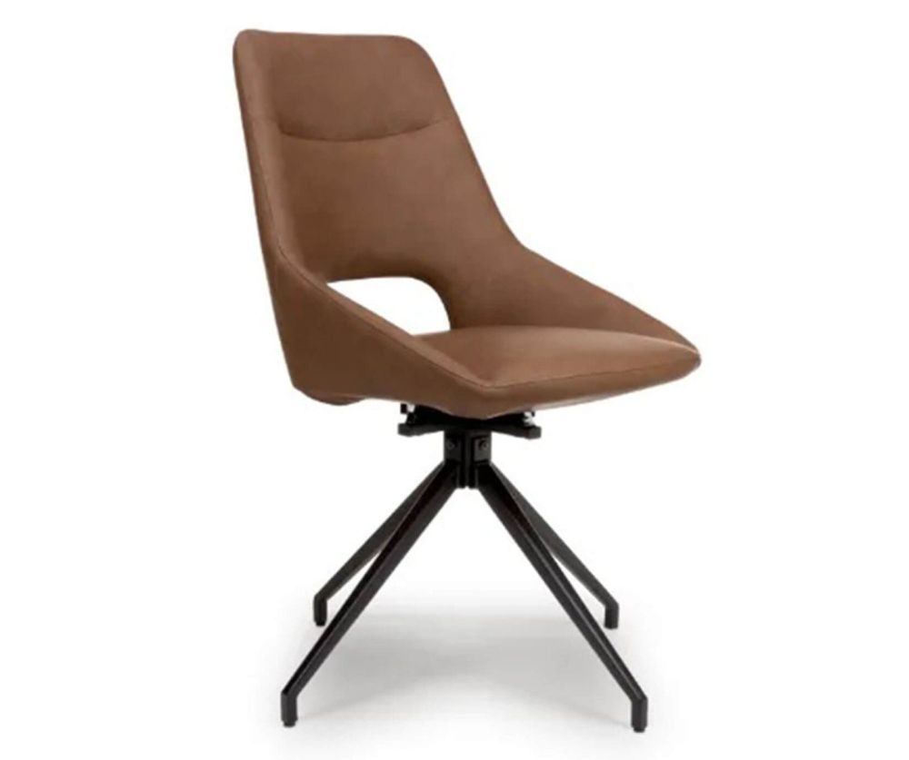 Furniture Link Ace Tan Swivel Dining Chair in Pair