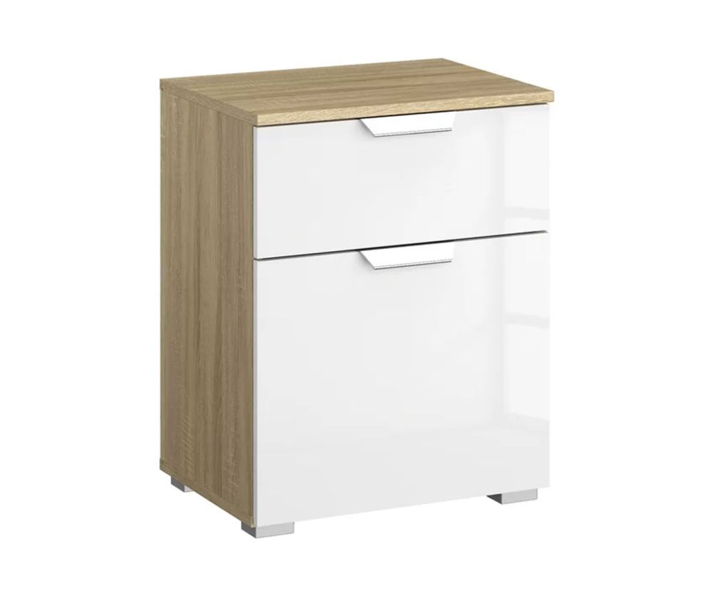 Rauch Aditio 1 Door 1 Drawer Bedside Table with Glass White Front
