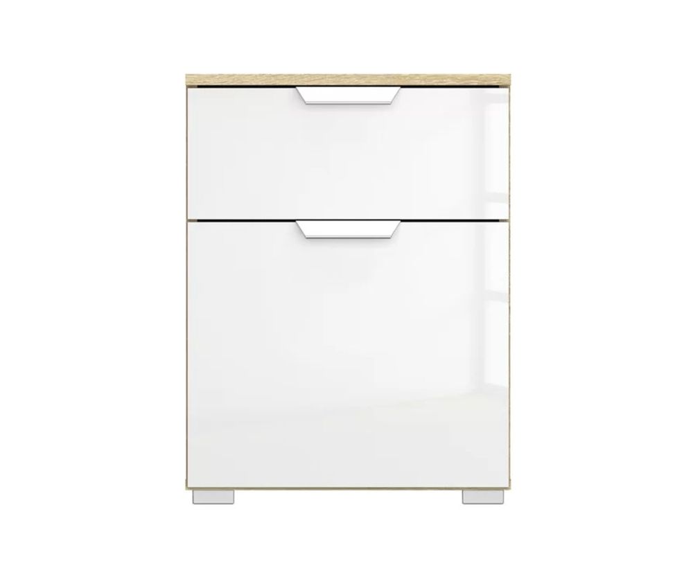 Rauch Aditio 1 Door 1 Drawer Bedside Table with High Polish White Front