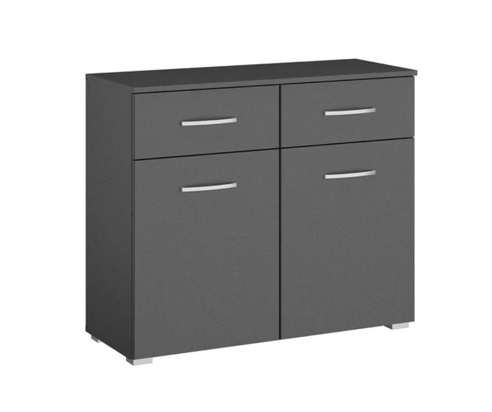 Rauch Aditio 2 Door 2 Drawer Chest with Metallic Grey Front - H 81cm