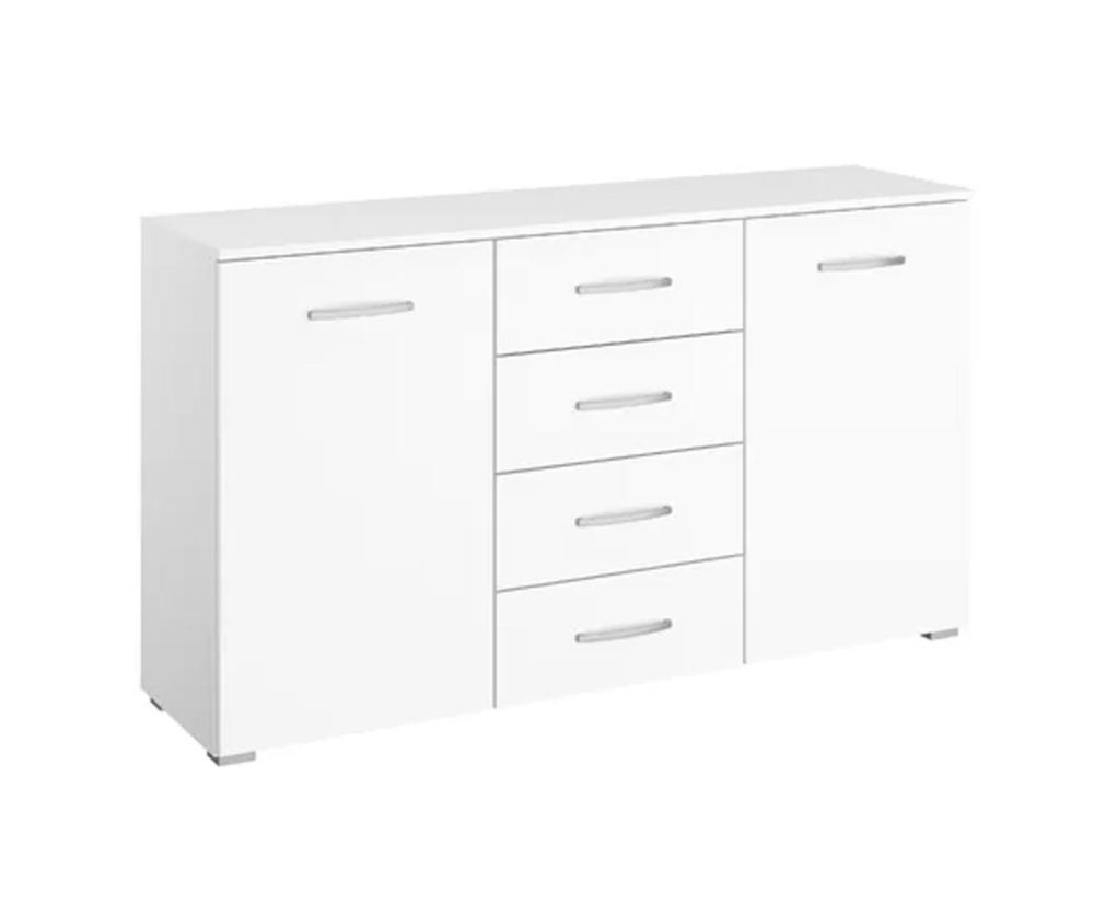 Rauch Aditio 2 Door 4 Drawer Chest with Glass Silk Grey Front