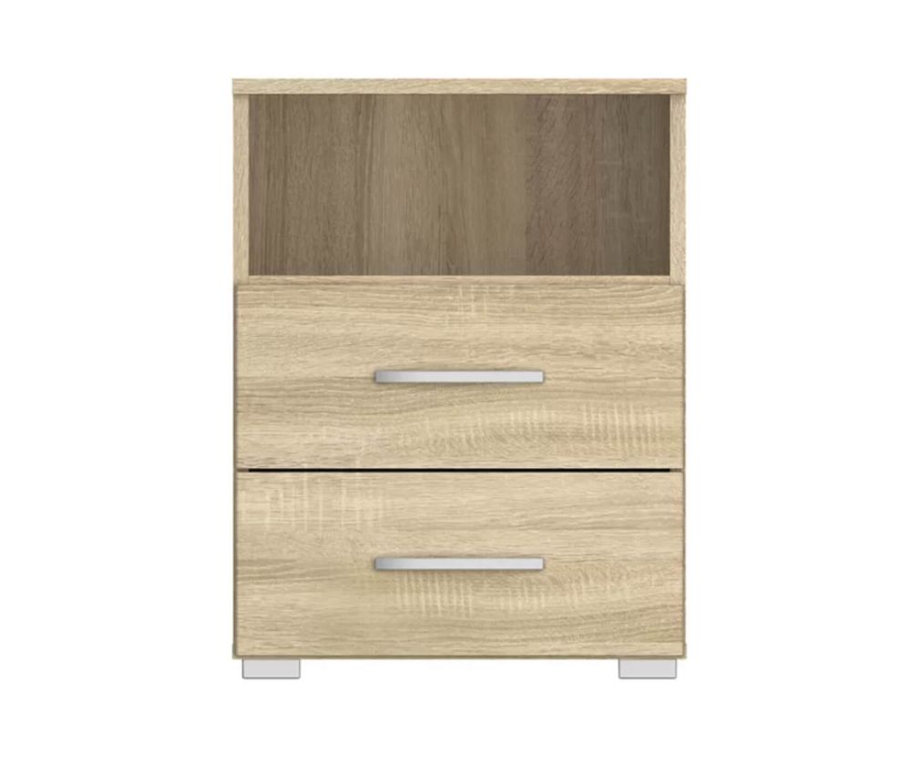 Rauch Aditio 2 Drawer Bedside Table with Shelf and Sonoma Oak Front