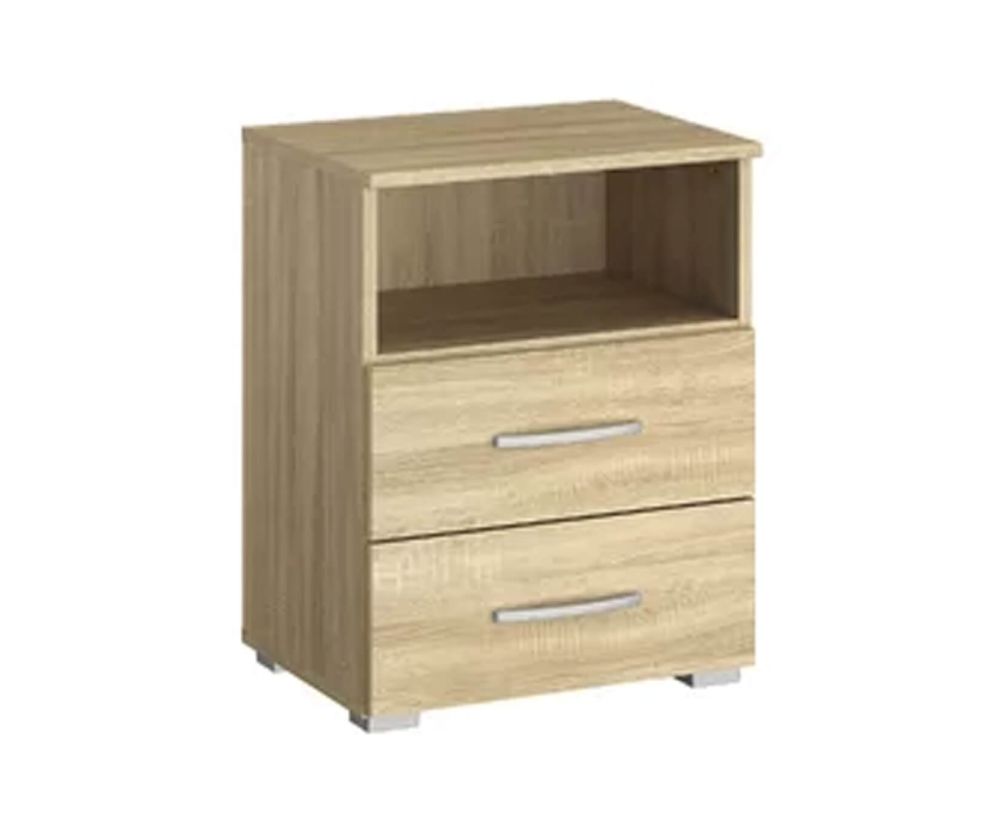Rauch Aditio 2 Drawer Bedside Table with Shelf and Sonoma Oak Front