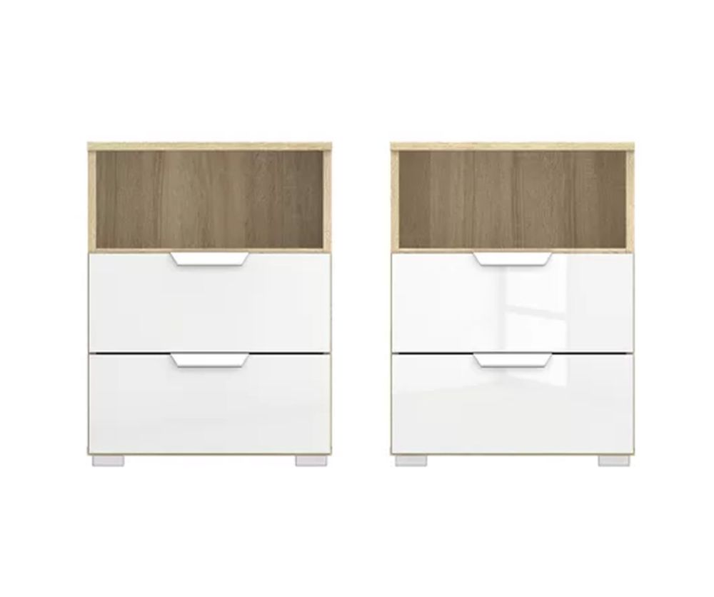 Rauch Aditio 2 Drawer Bedside Table with Shelf and Alpine White Front