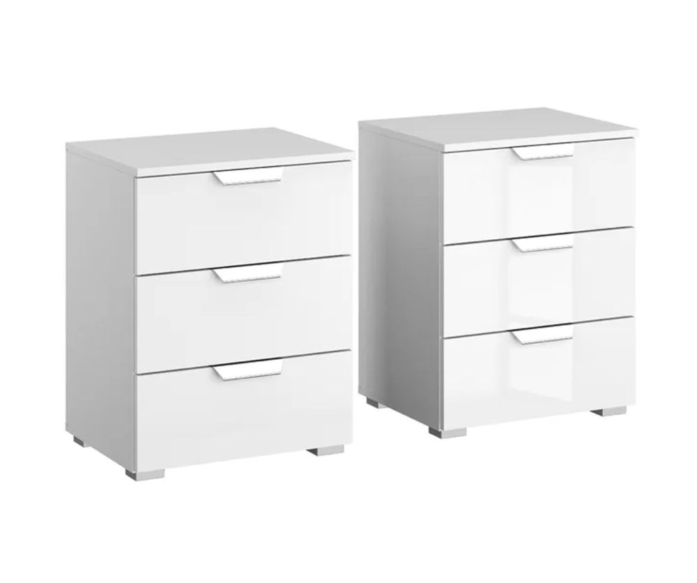 Rauch Aditio 3 Drawer Bedside Table and High Polish White Front