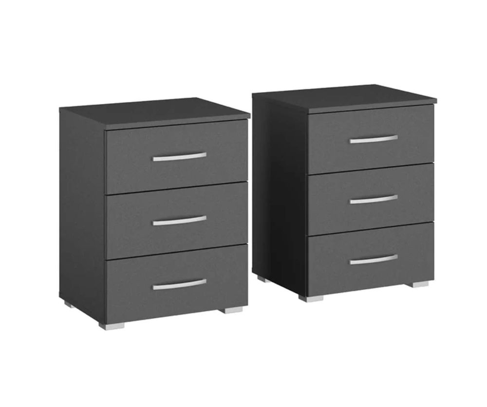 Rauch Aditio 3 Drawer Bedside Table and Metallic Grey Front