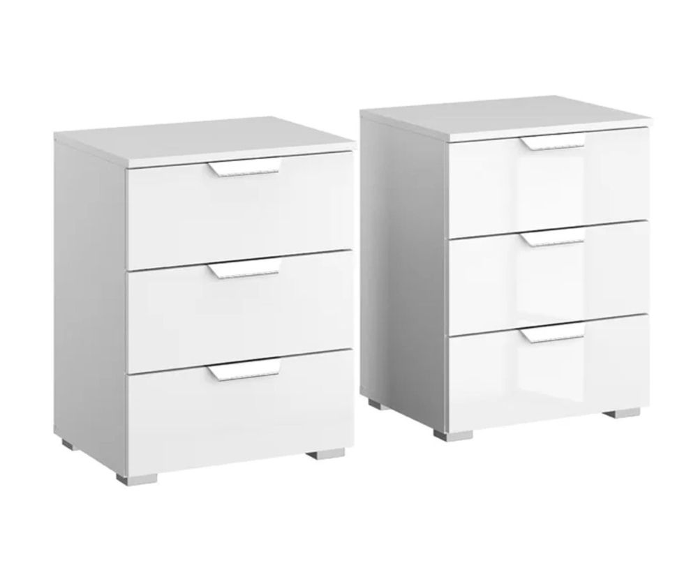 Rauch Aditio 3 Drawer Bedside Table and Glass Silk Grey Front