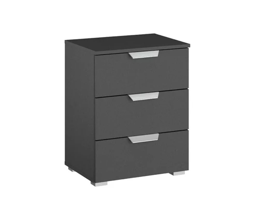 Rauch Aditio 3 Drawer Bedside Table and Metallic Grey Front