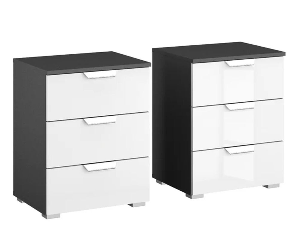 Rauch Aditio 3 Drawer Bedside Table and Glass Basalt Front