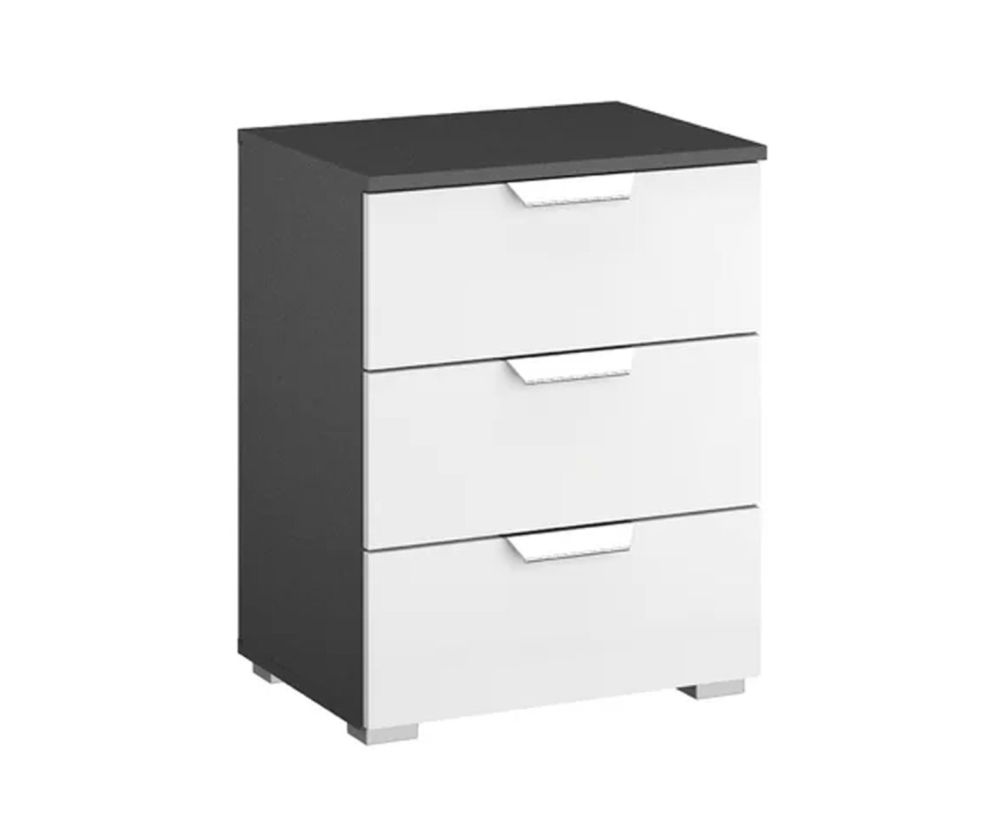 Rauch Aditio 3 Drawer Bedside Table and Glass Basalt Front