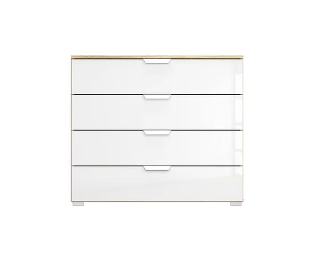 Rauch Aditio 4 Drawer Chest with High Polish White Front - W 93cm