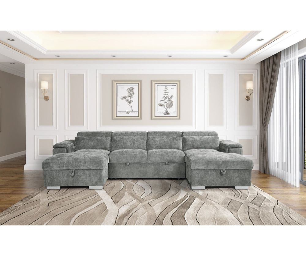 Alaya Sofabed Grey U Shape Corner