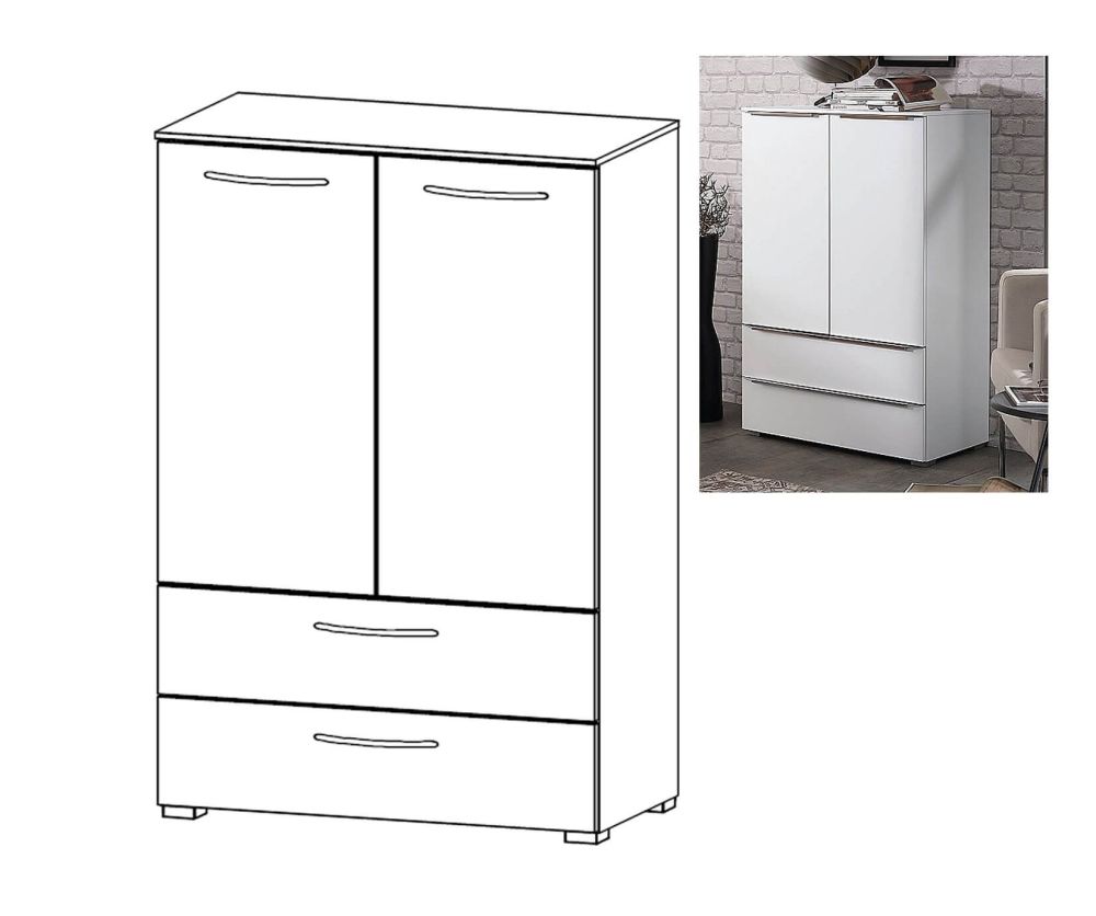 Rauch Aldono Alpine White Carcase 2 Door 2 Drawer Chest