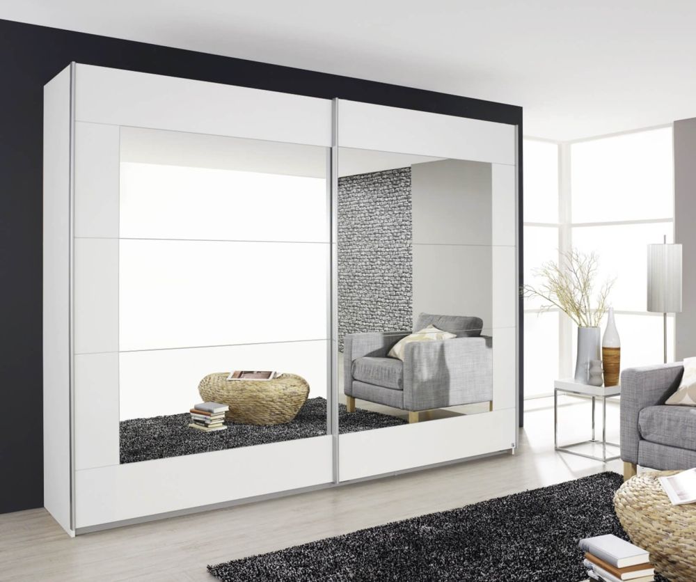 Rauch Alegro Alpine White 2 Door Sliding Wardrobe with Mirror (W181cm)