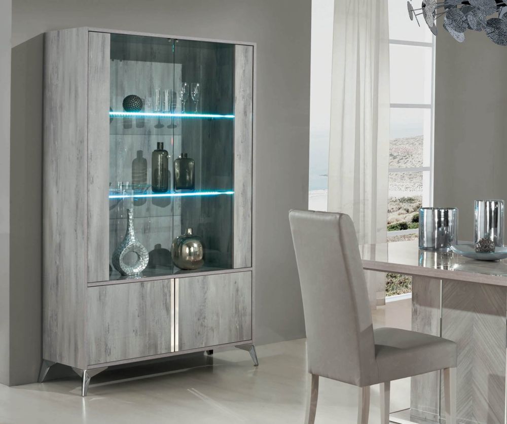 H2O Design Alexa Light Grey Italian 2 Door Vitrine