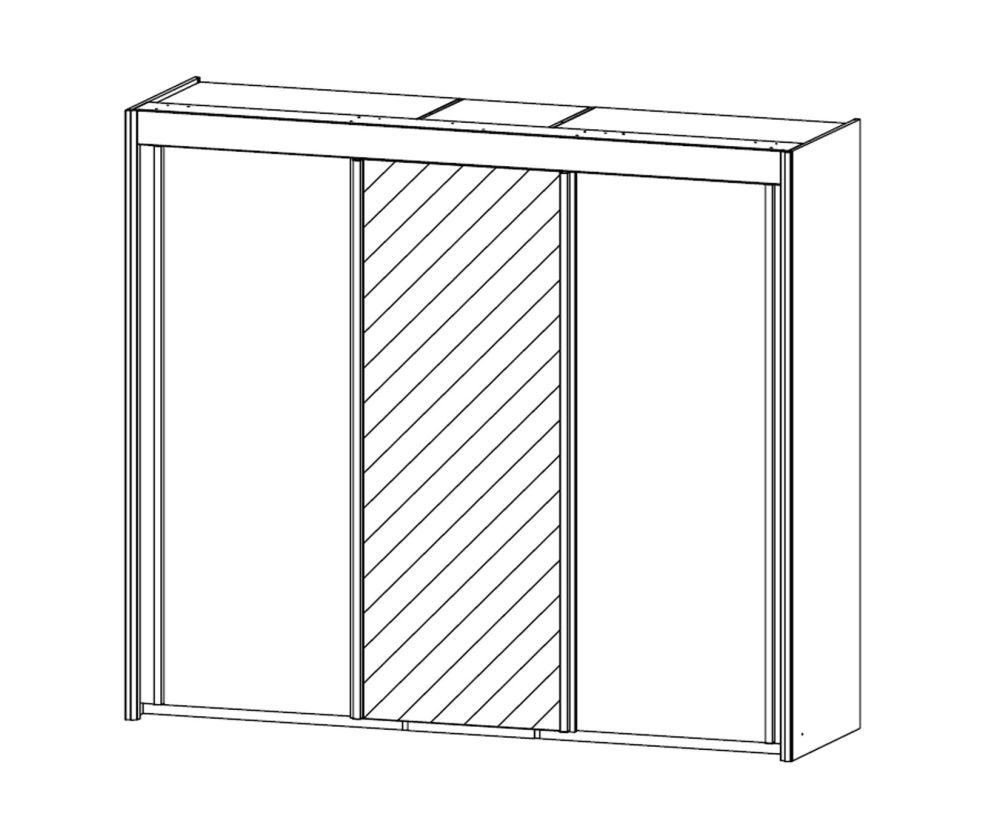 Rauch Amalfi Alpine White Carcase with Silk Grey Front 3 Sliding Door 1 Mirror Wardrobe (H-197cm, W-225cm)