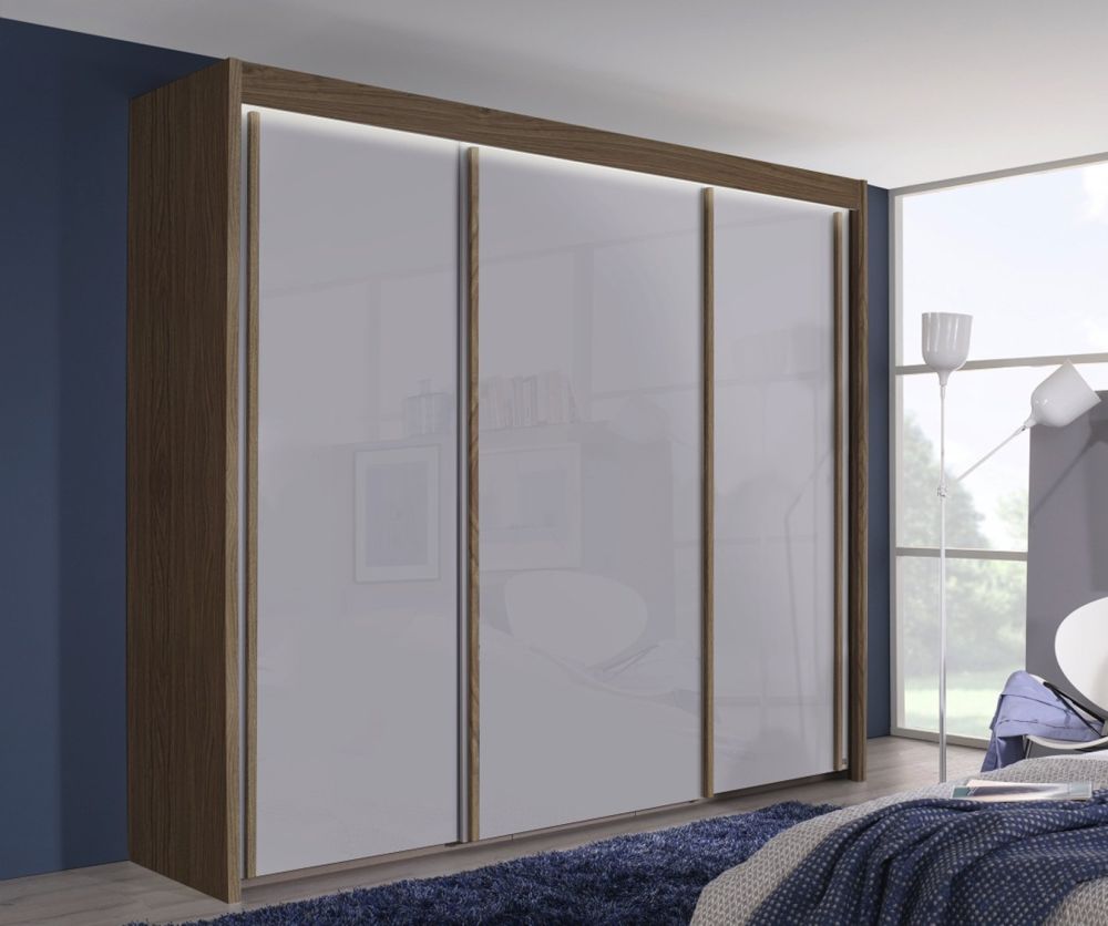 Rauch Amalfi Alpine White Carcase with Alpine White Front 3 Sliding Door Wardrobe (H-197cm, W-250cm)