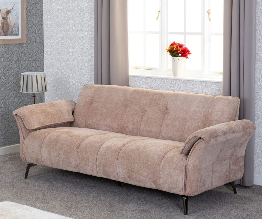 Seconique Furniture Amalfi Champagne Fabric 3 Seater Sofa