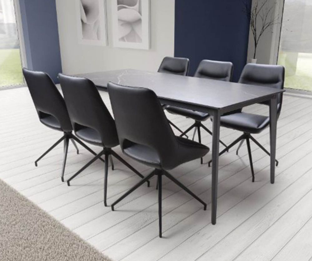 Furniture Link Amalfi Black Marble 140cm Dining Table Only