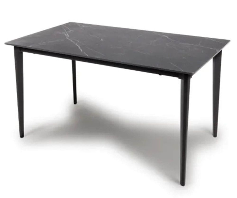 Furniture Link Amalfi Black Marble 180cm Dining Table with 6 Ace Black Swivel Dining Chair