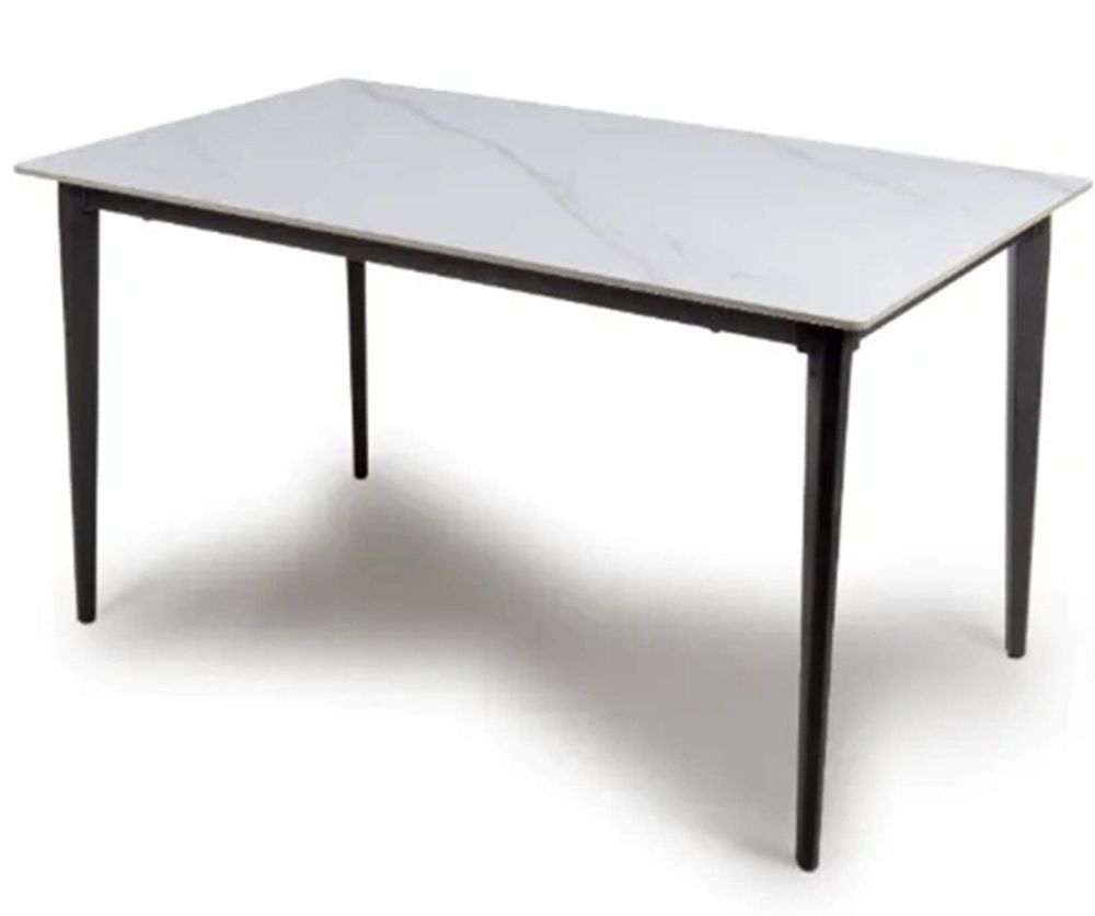 Furniture Link Amalfi White Marble 180cm Dining Table with 6 Ace Black Swivel Dining Chair